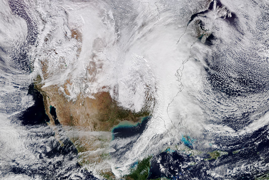 VIIRS NOAA-20 Satellite Image of a Mid-Latitude Cyclone Impacting The U.S., 9 January 2024