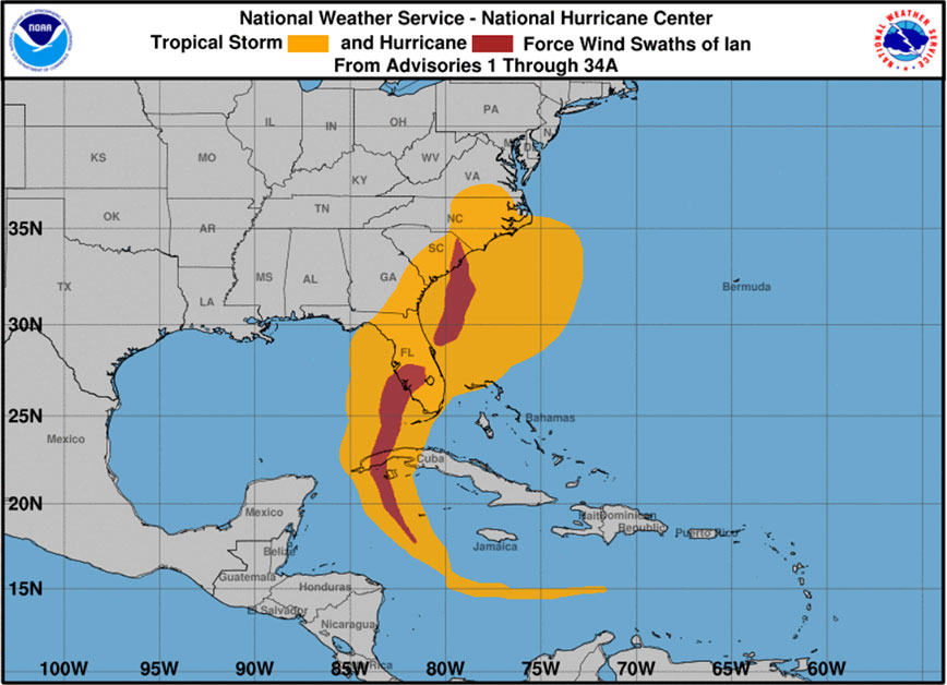 Hurricane Ian Wind Swath