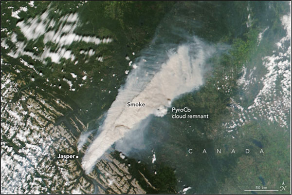 Smoke and Pyrocumulonimbus Remnants of Jasper Wildfire